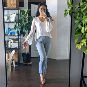 BR White Summer Blouse with Flared Sleeve | Small